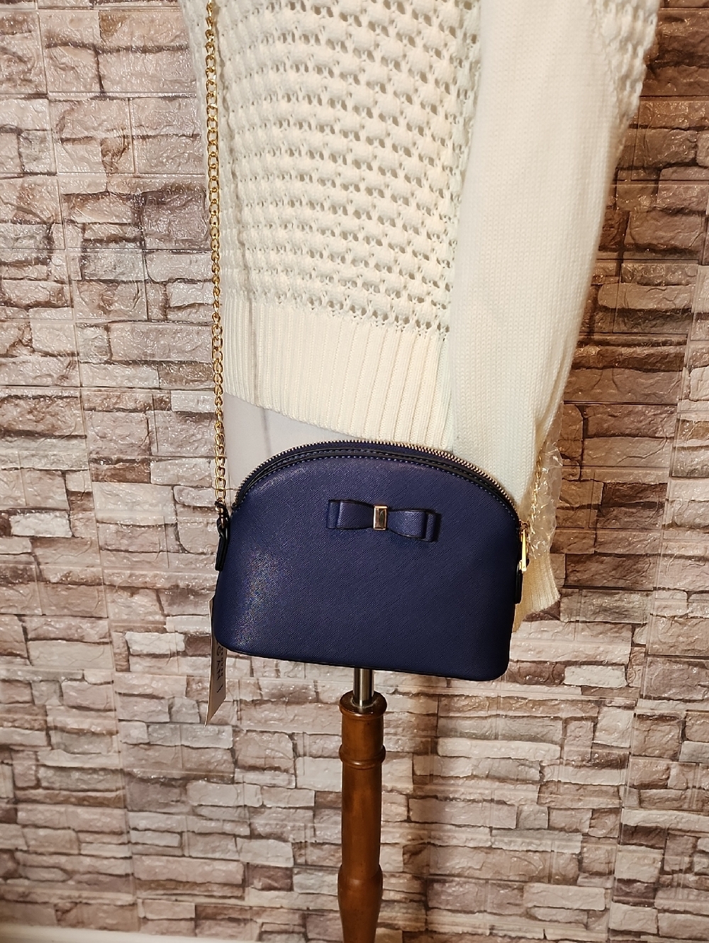 Enperia Navy Bow Crossbody Bag - Elegant Women's Shoulder Bag Vegan